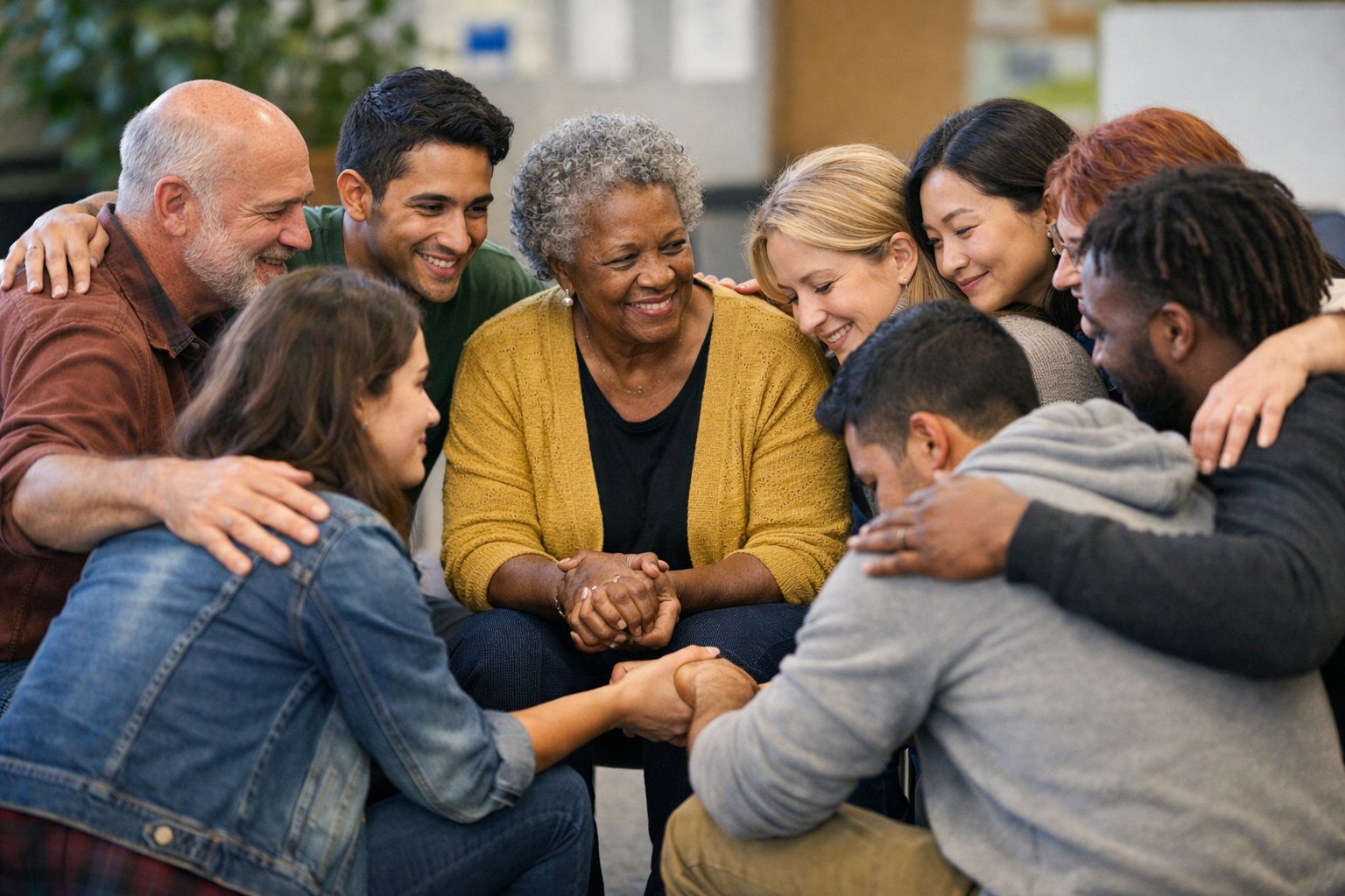 People supporting one another